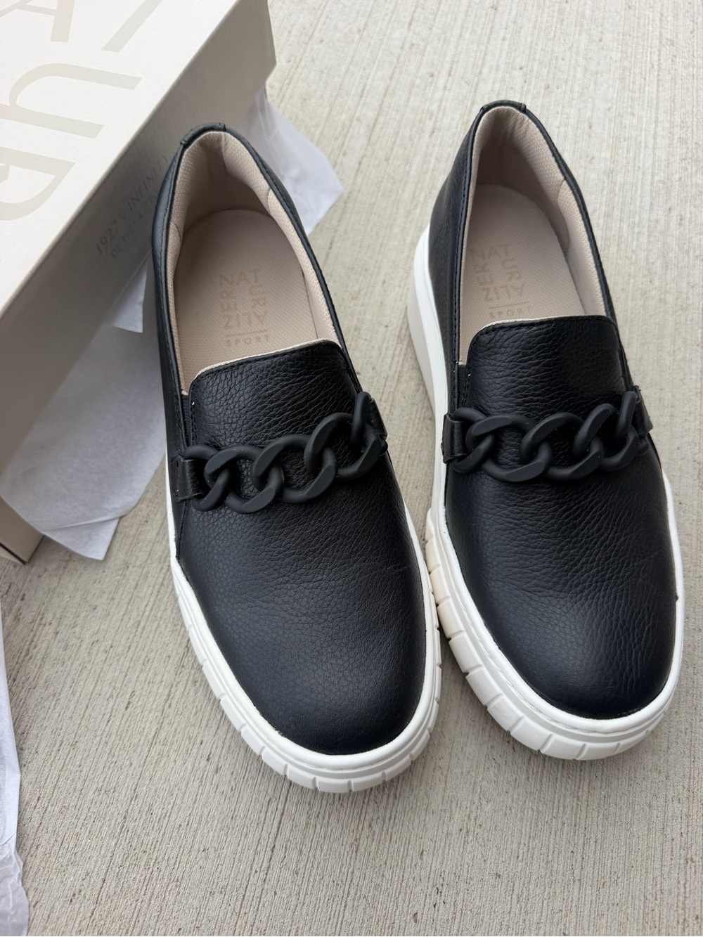 Black Slip-On Chain Detail Platform Sneakers